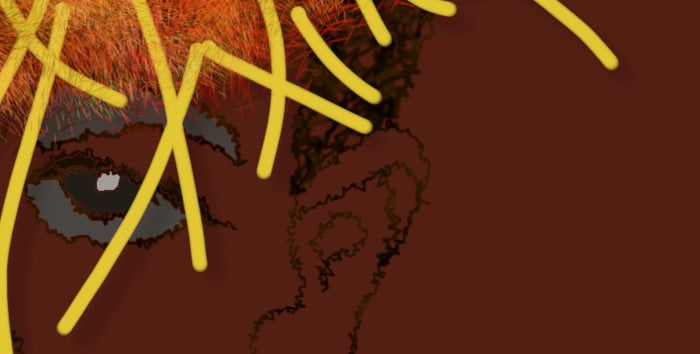 eye behind yellow petals