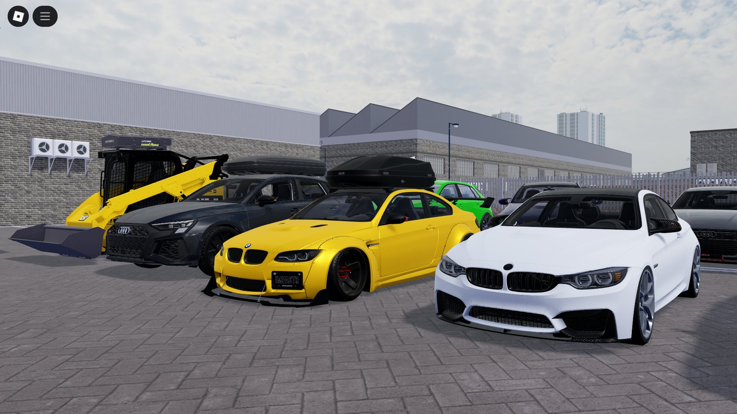 Emergency truck parked in Roblox city roleplay environment