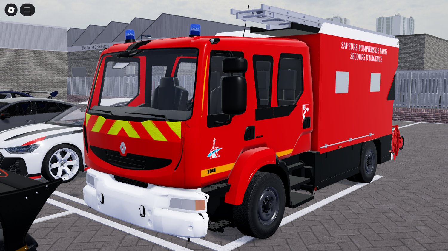 Urban cars driving through suburban Roblox streets
