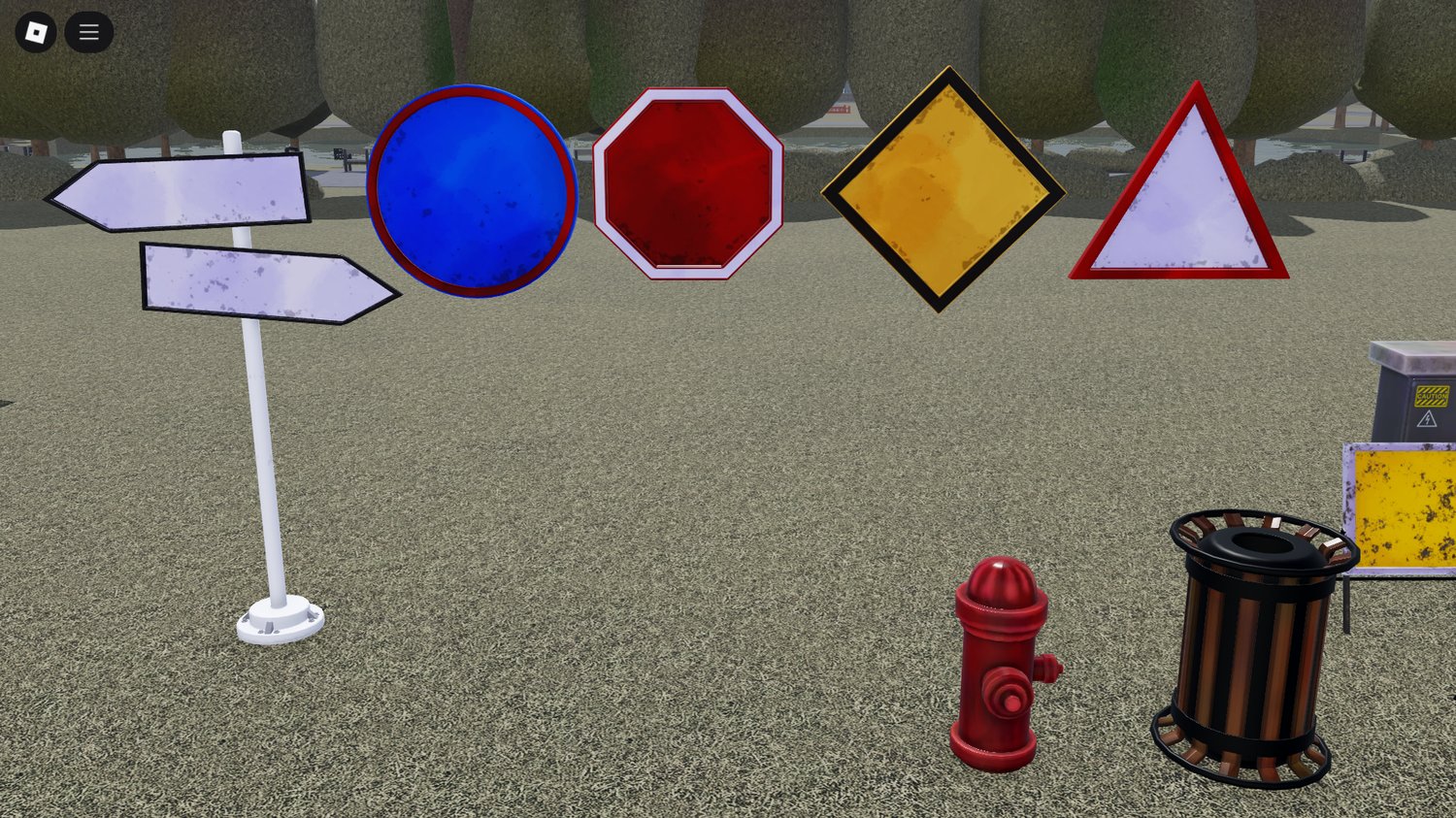 Roblox traffic cones arranged at a construction zone