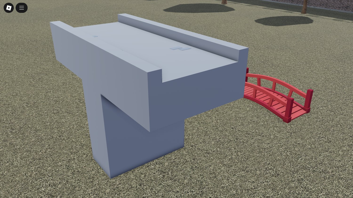 Roblox roleplay environment with bridge placed over water