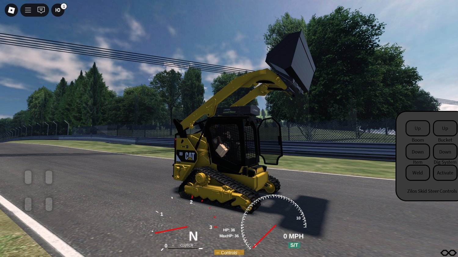 Side view of Roblox CAT Bulldozer with tracks
