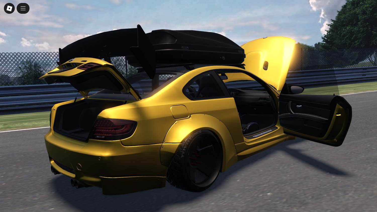 Rear view showing BMW M3 E92 tail lights in Roblox
