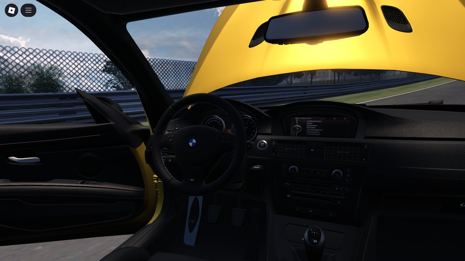 Driver’s seat interior of Roblox BMW M3 E92