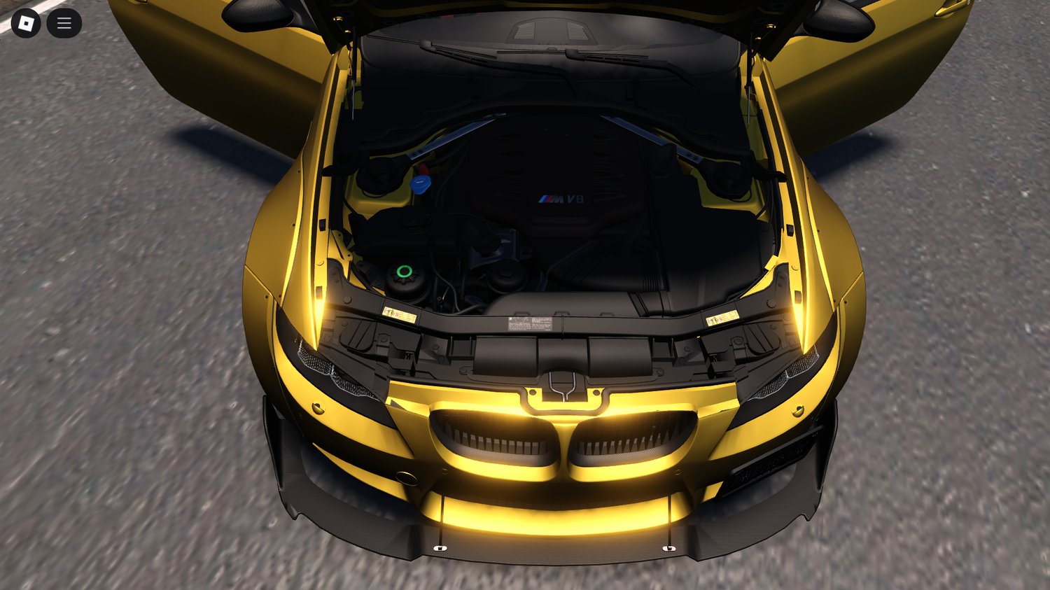Roblox BMW M3 E92 racing through a city map