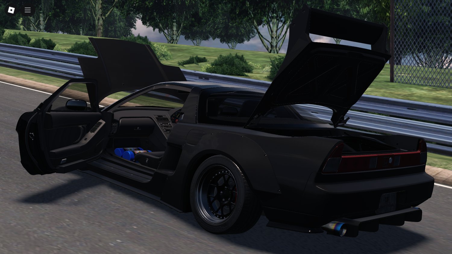 Side view of driveable sports car
