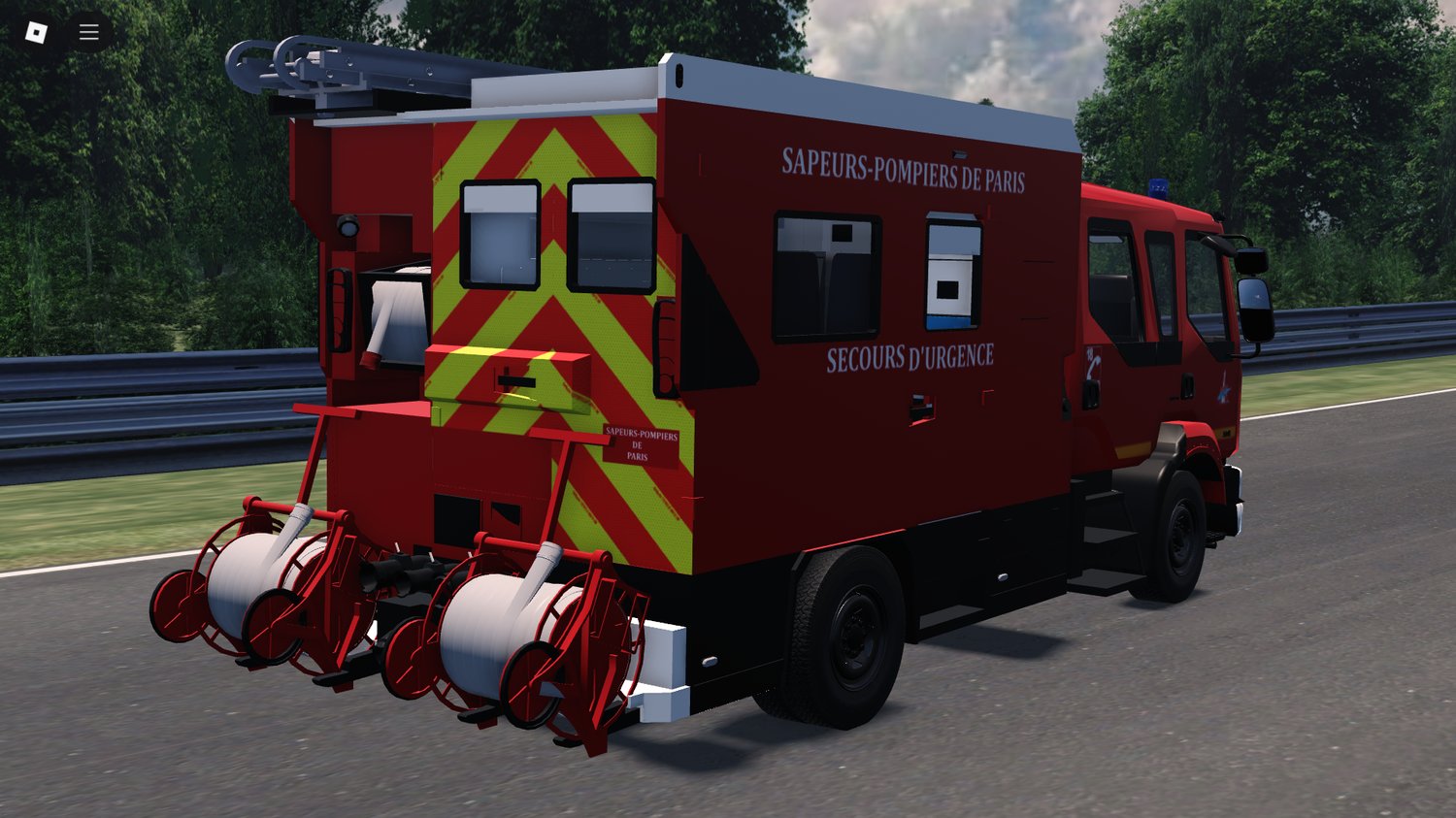 Side view of driveable firetruck