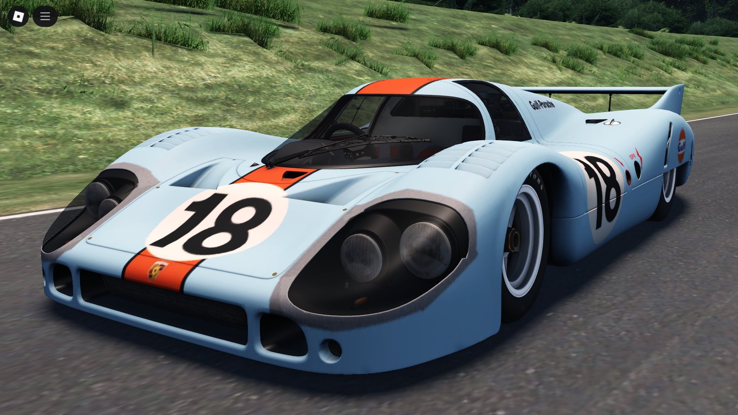 Roblox Porsche 917 Langheck Gulf 18 front view