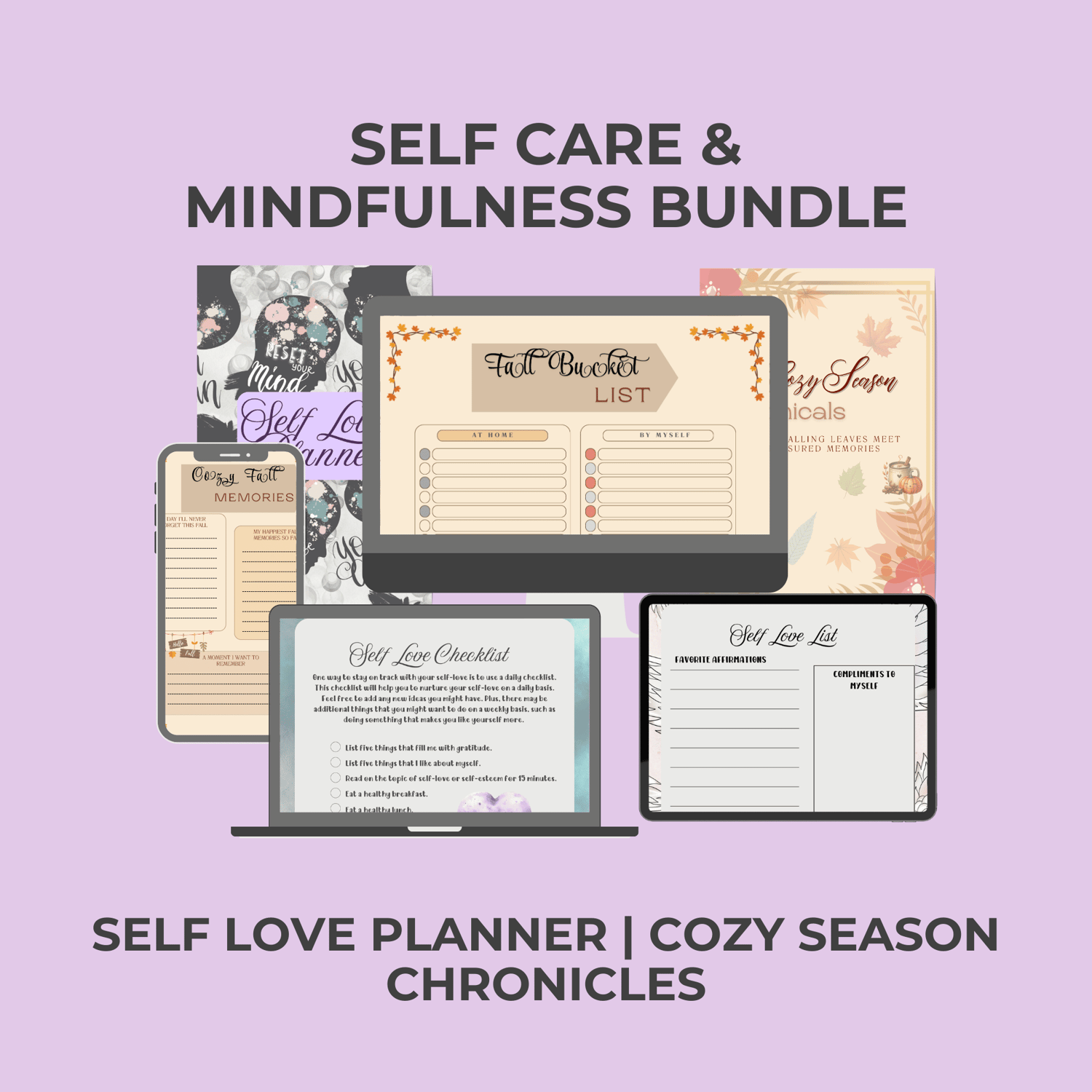 💜 Self-Care & Mindfulness Bundle (Editable Canva Templates PLR License)