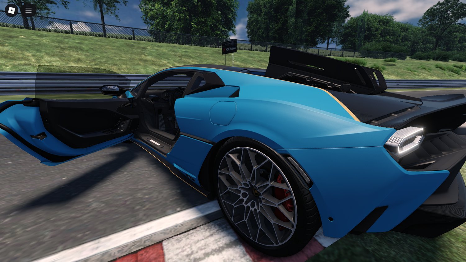 Lamborghini Temerario driving in Roblox city streets