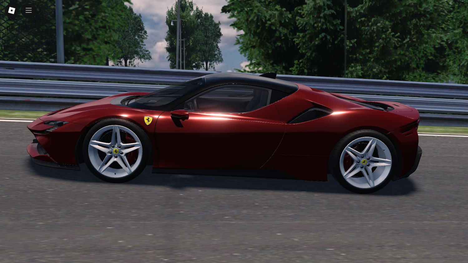 Side profile of Ferrari SF90 Stradale Roblox model