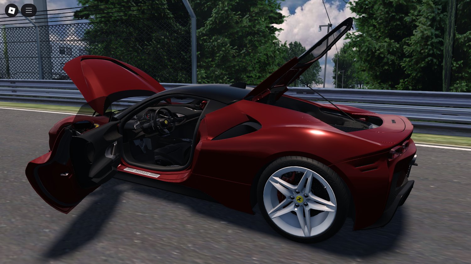 SF90 Stradale driving through Roblox city roleplay map