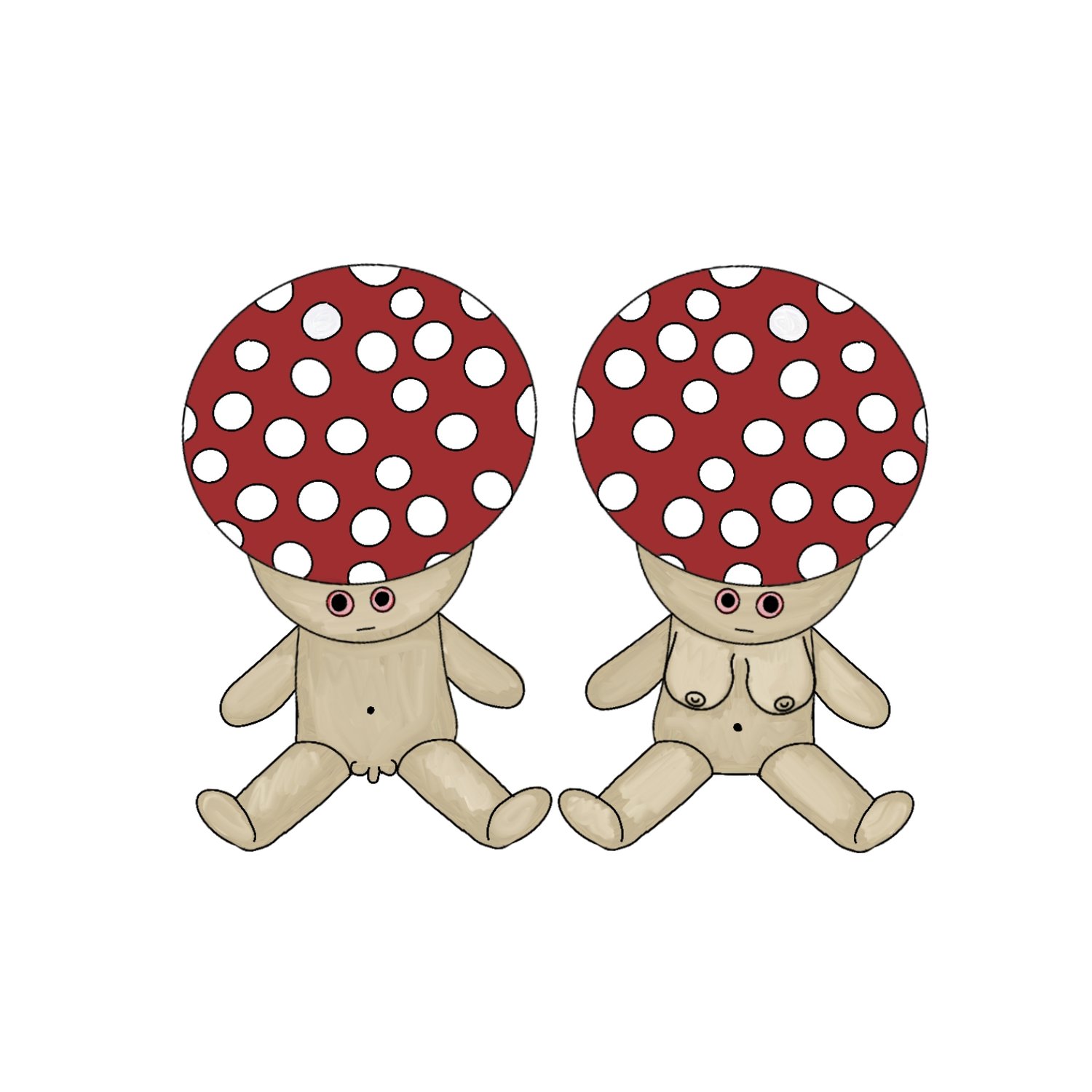 Rude naked mushroom illustration - adult-only cheeky mushroom art