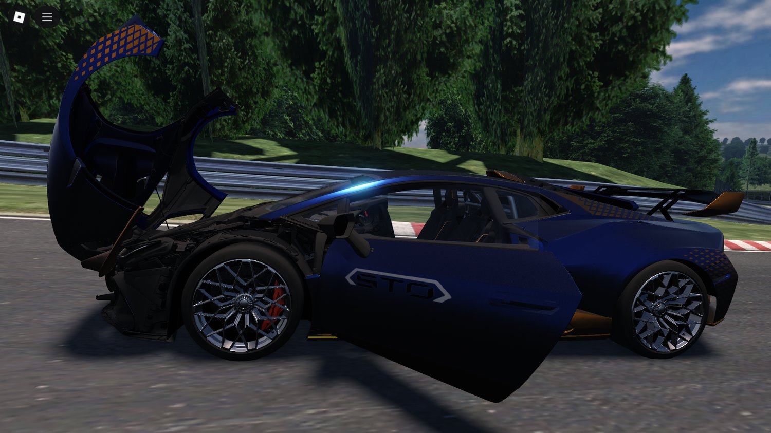 Roblox Huracán STO parked in luxury RP map