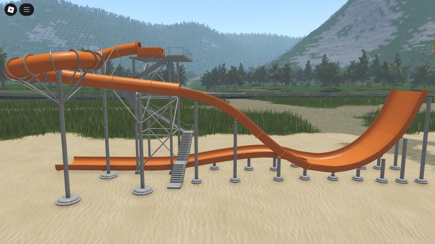 Yellow and blue Roblox water slide model