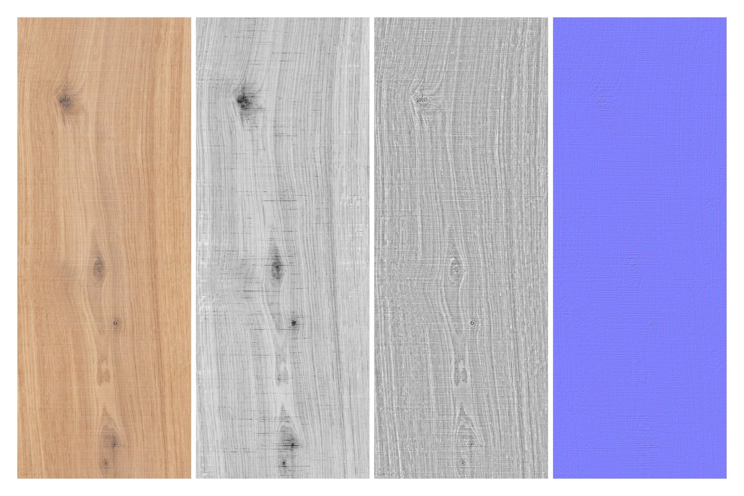 diffuse, albedo, true reflection, normal map, bump map oak