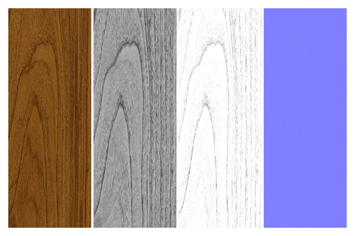 diffuse, albedo, reflection, normal, bump, maps of cg material teak wood