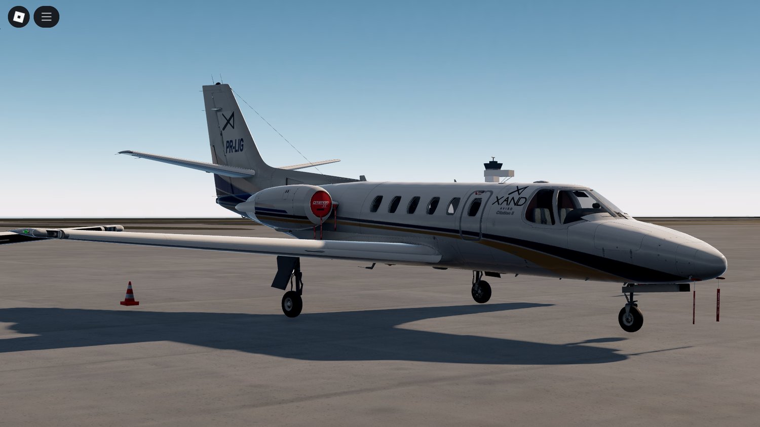 Citation jets flying over Roblox airport