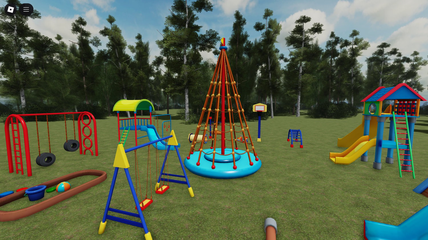 Playground with benches and decorations