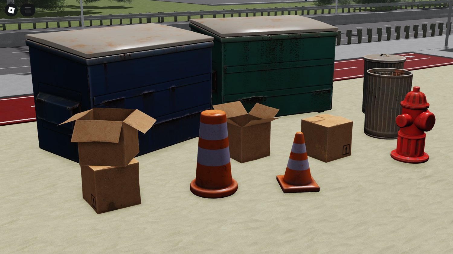 Garbage bins and street clutter in city map