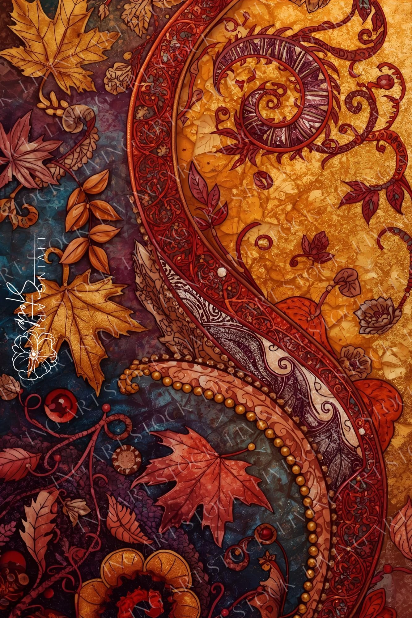 Paisley Autumn Digital Wallpaper