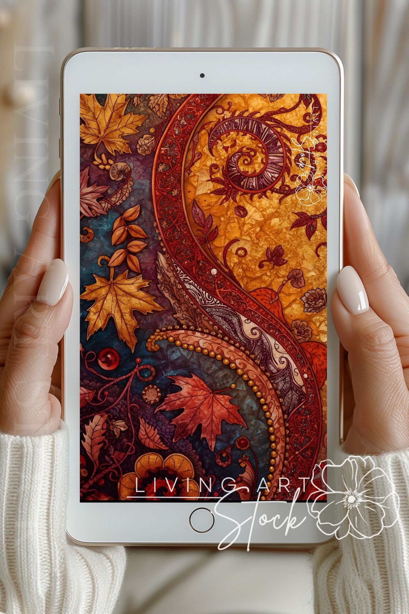 Paisley Autumn Digital Wallpaper