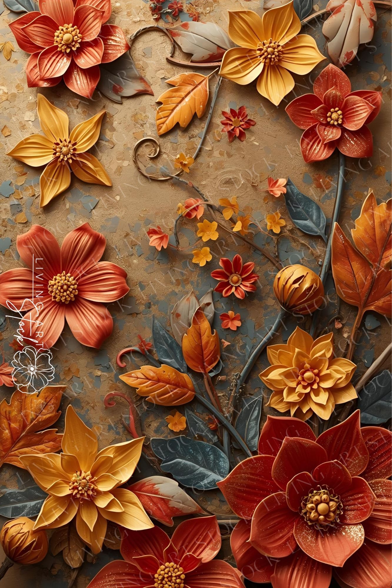 Autumn floral relief backgrounds
