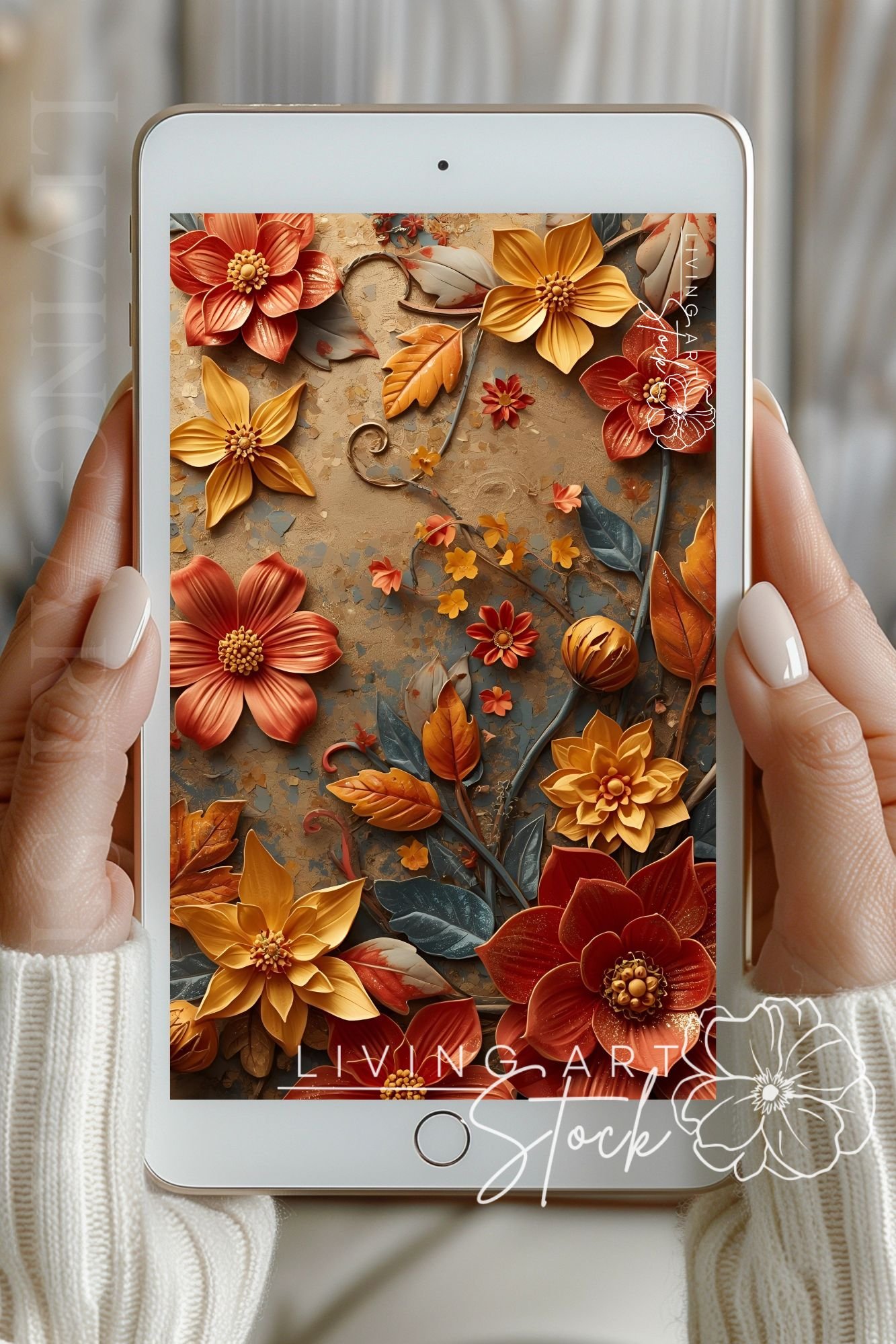 Autumn floral relief backgrounds