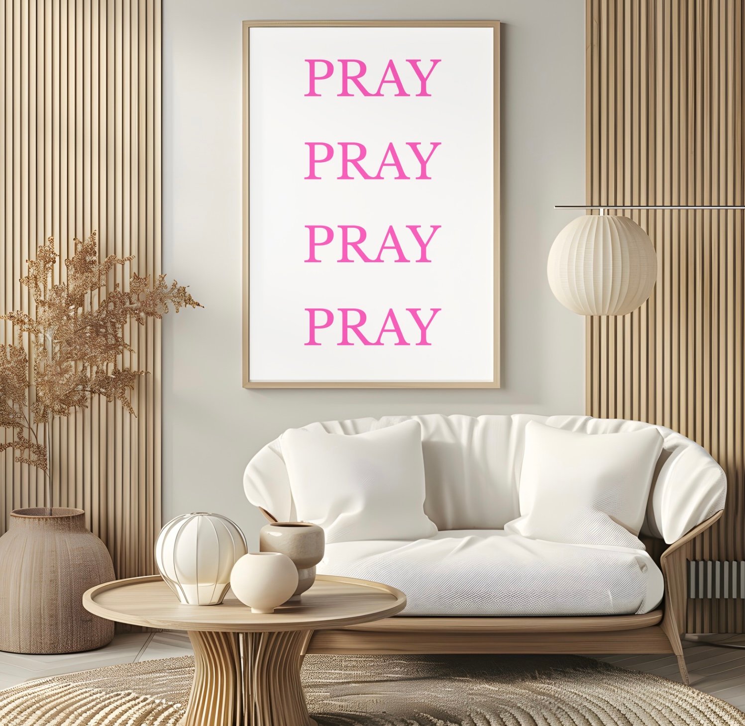 Pray Wall Art Set of 2 | Minimalist Christian Printable Decor in Pink ...
