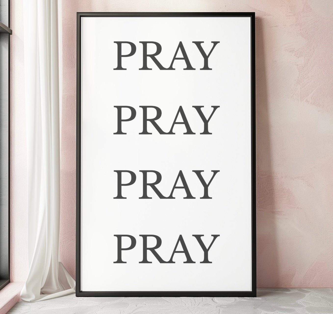 Pray Wall Art Set of 2 | Minimalist Christian Printable Decor in Pink ...