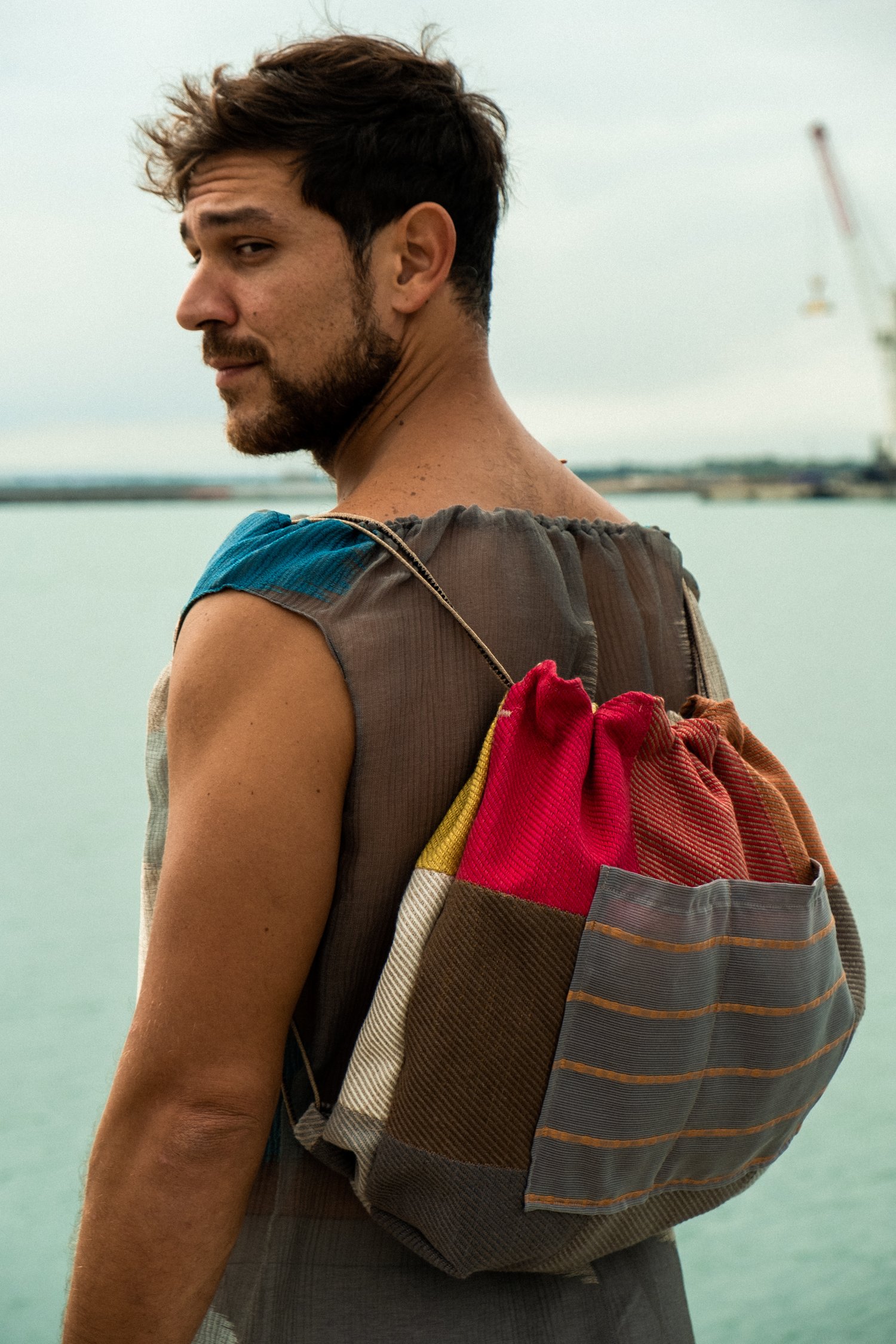 Zaino da uomo upcycled, recyclable fashion