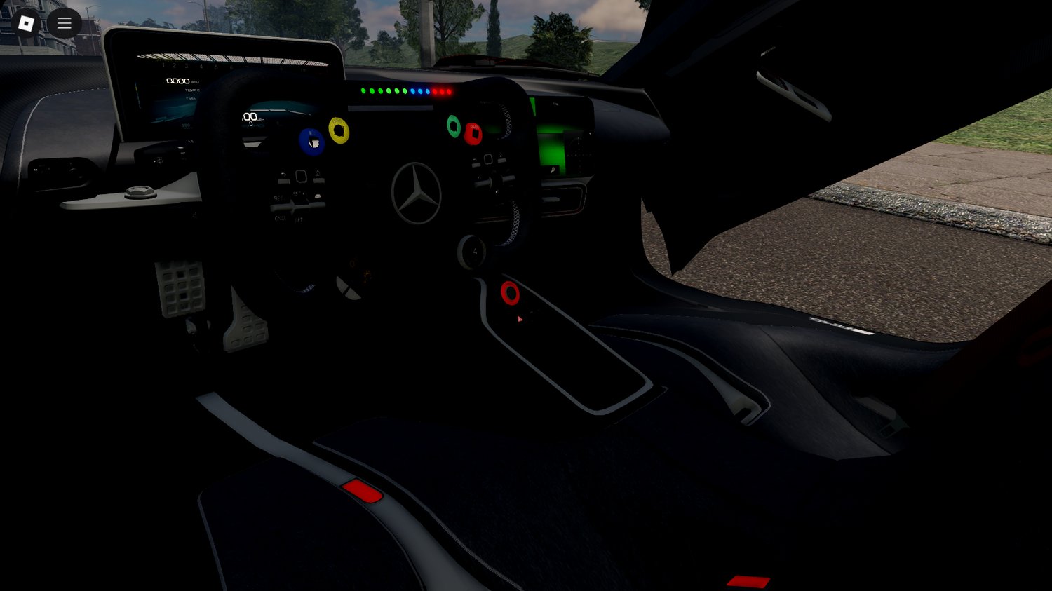 player driving AMG One hypercar in Roblox