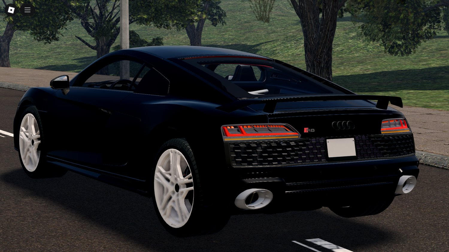 Player driving 2020 Audi R8 in Roblox city