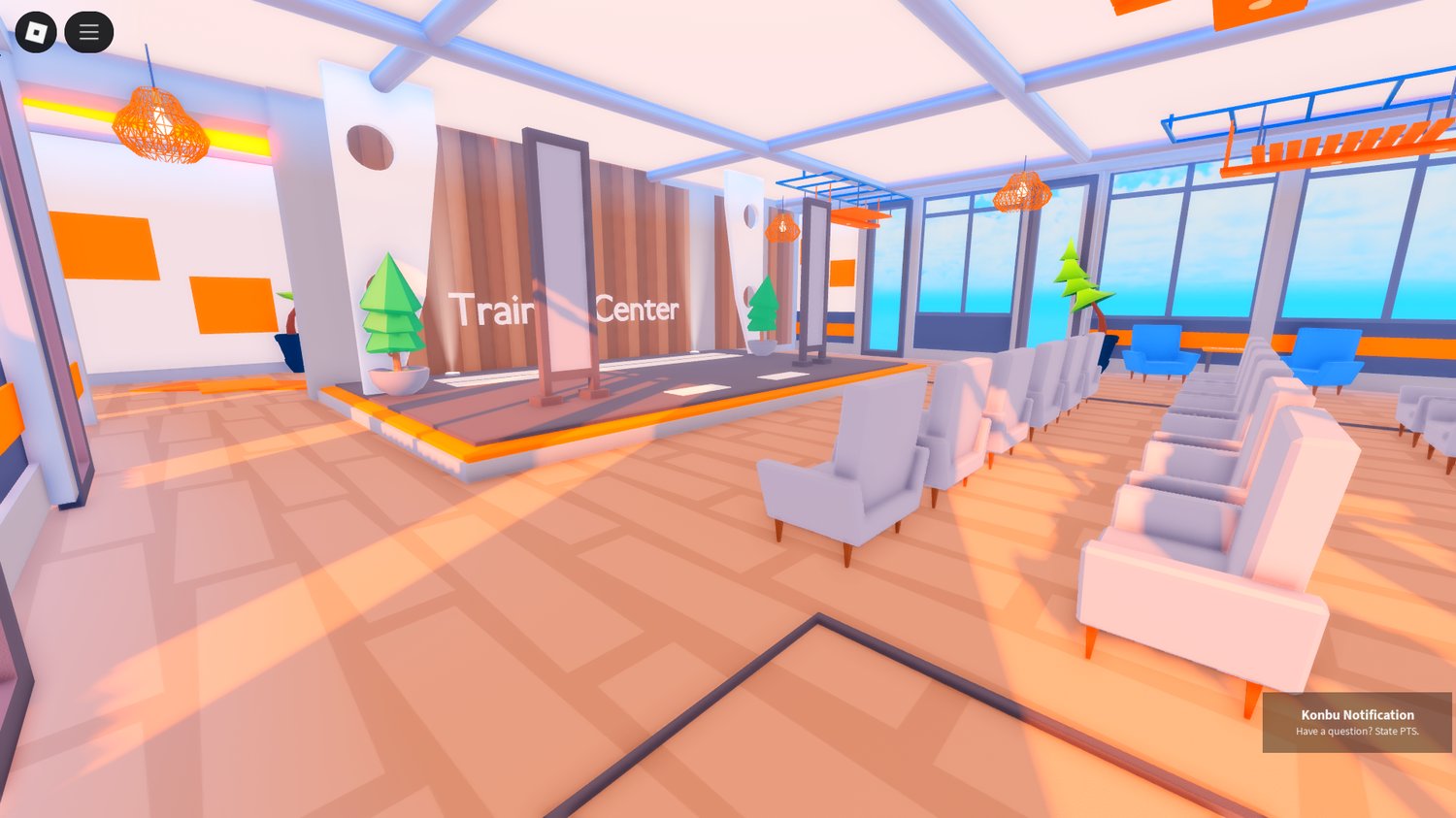 Player interacting with menu UI in Roblox map