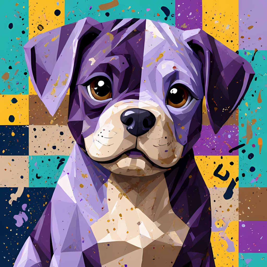 Geometric Dog with Pop Art background