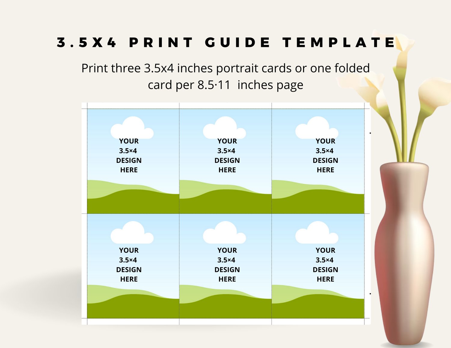 3.5x4 Printing Template | Digital 8.5x11 Layout with Cutting Guides ...