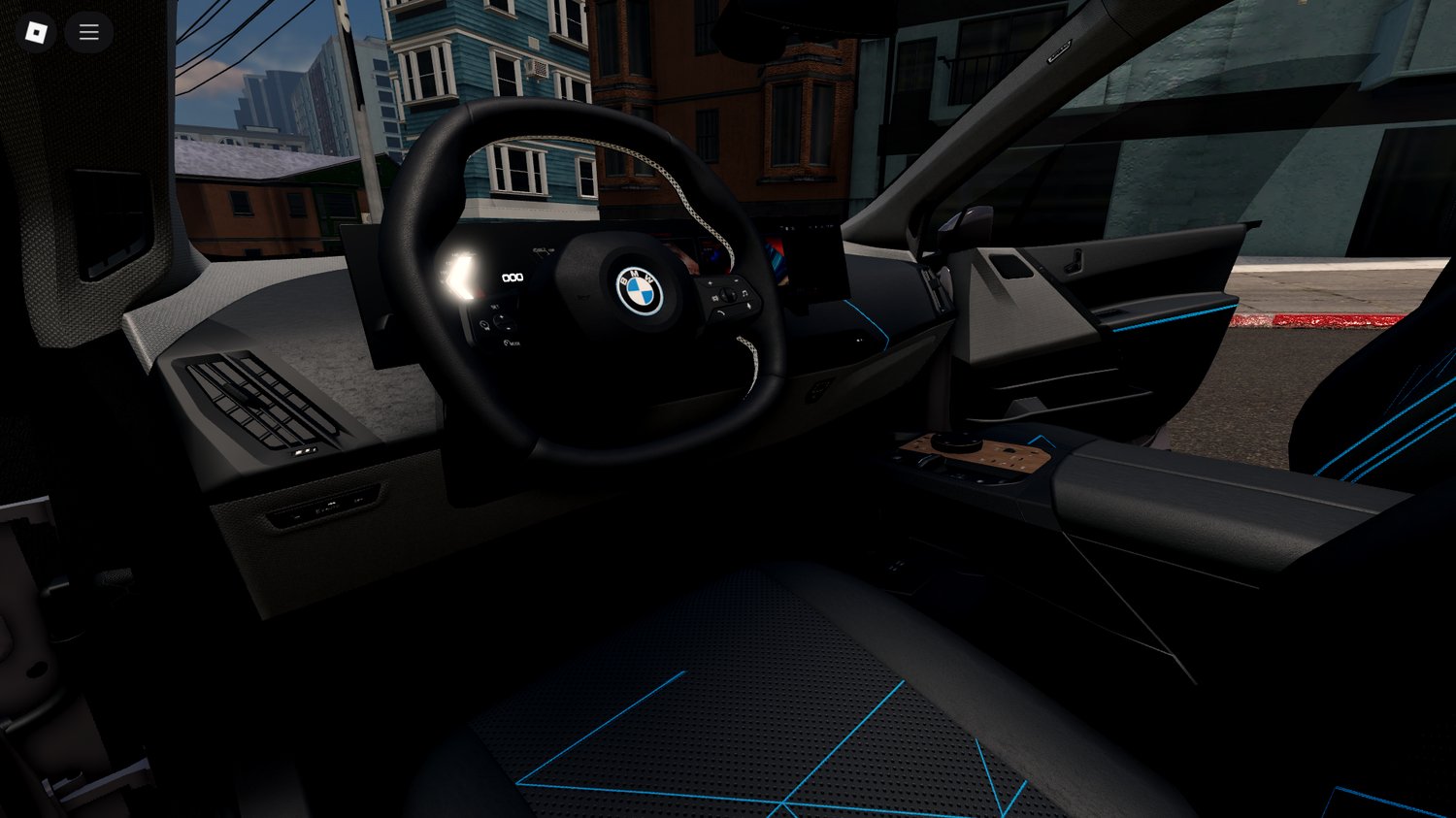BMW iX xDrive50 with doors open Roblox view