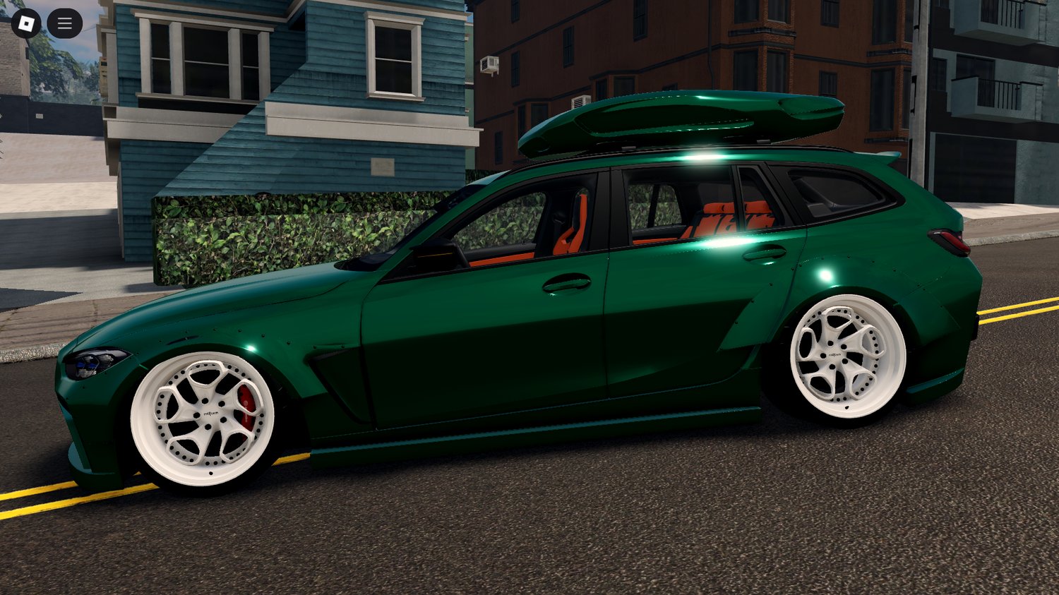 Player driving M3 G81 Touring Tuned in Roblox