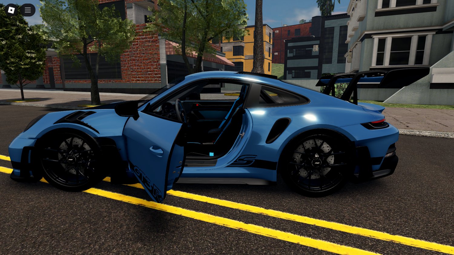 Porsche 911 GT3RS parked Roblox city map