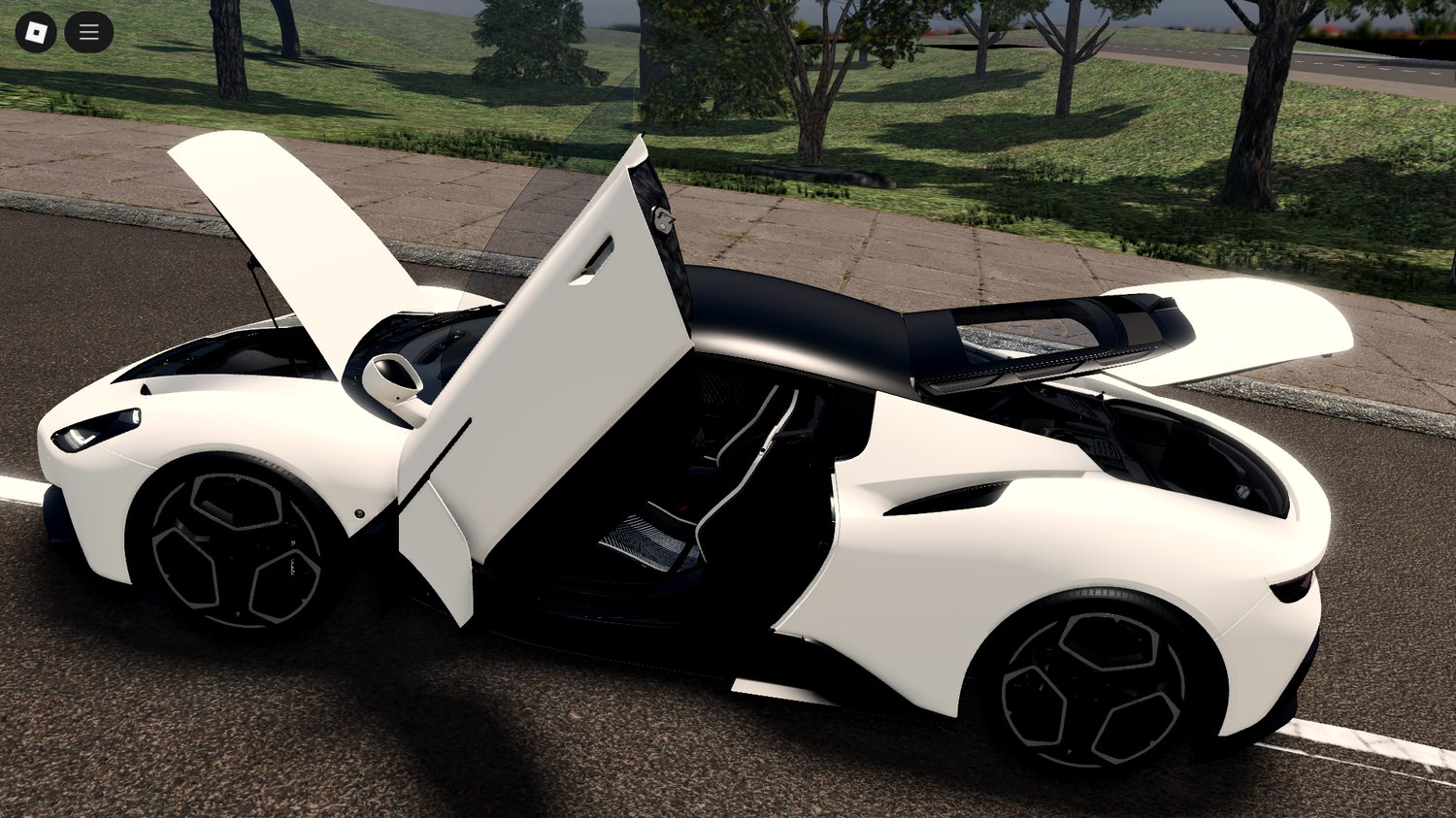 Maserati MC20 parked Roblox city map
