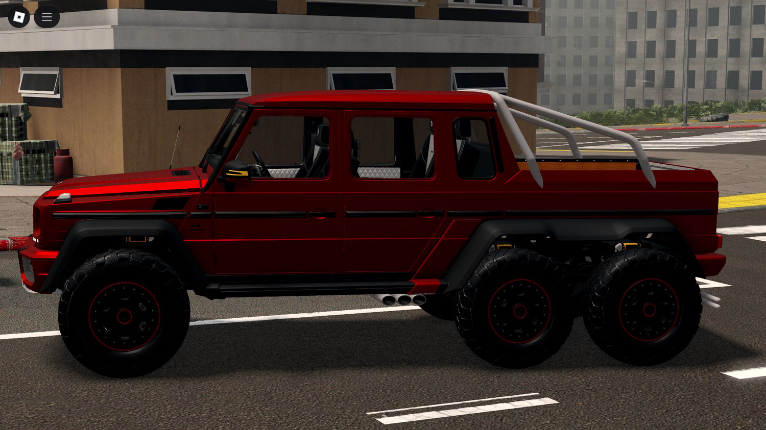 Player driving G63 AMG 6x6 in Roblox