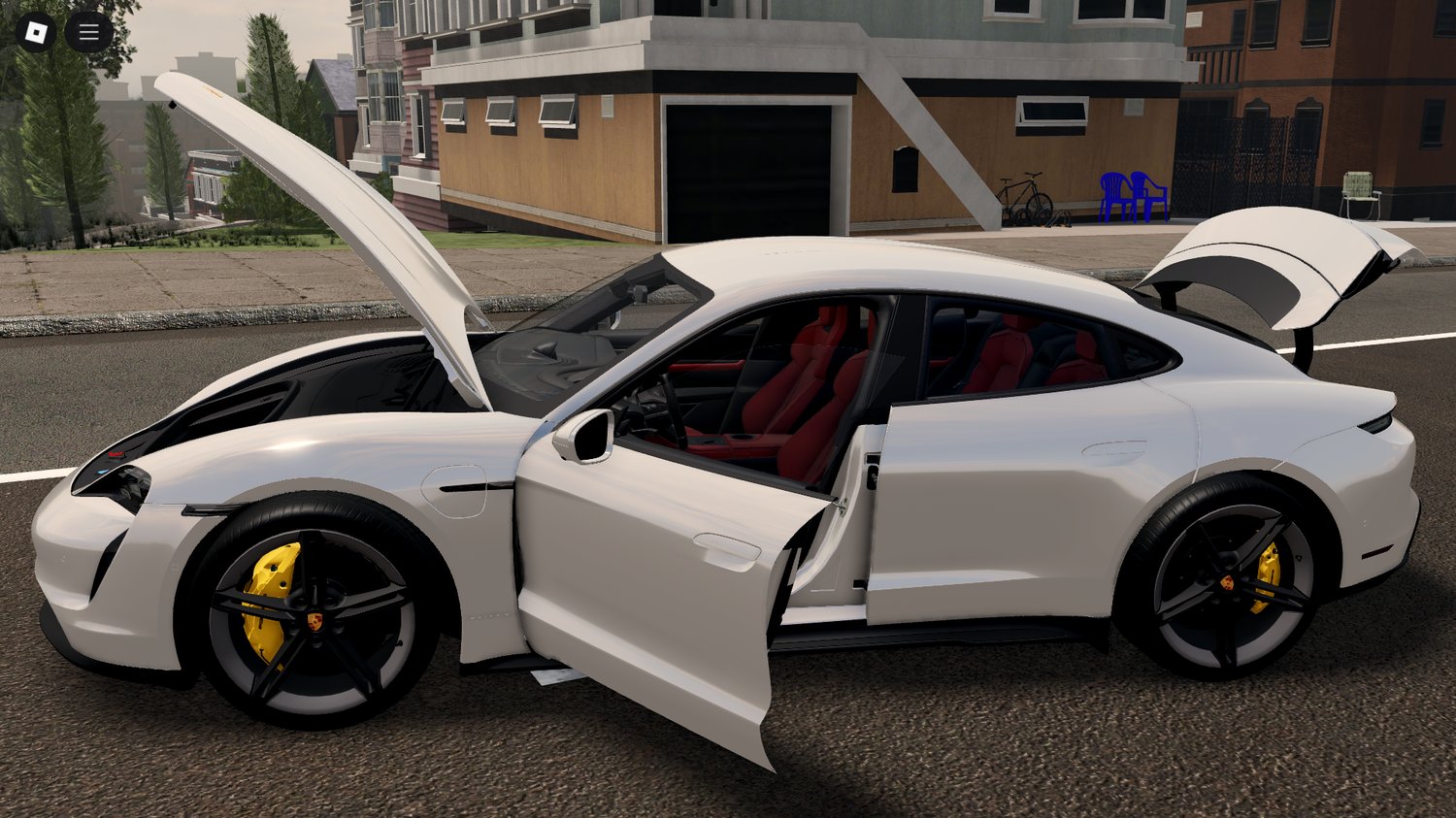 Taycan Turbo S with doors open Roblox view