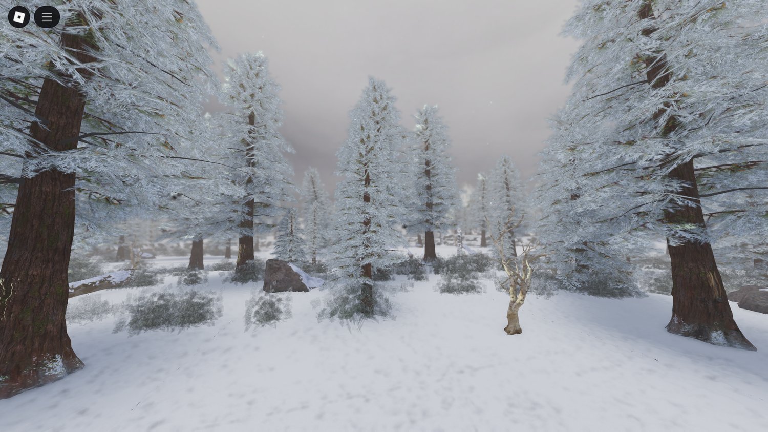 Cinematic Roblox winter map with forest