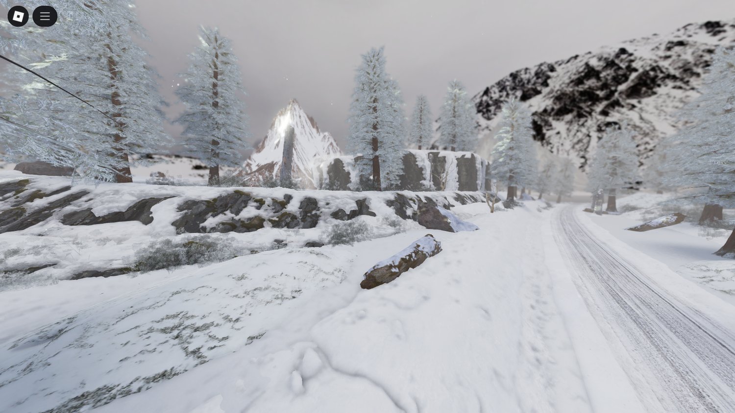 Roblox snowy showcase with realistic trees