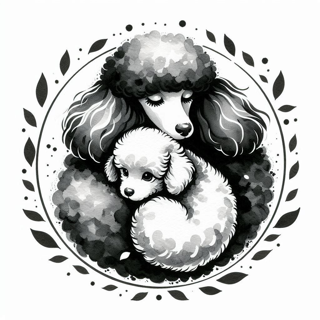 Poodle with her puppy
