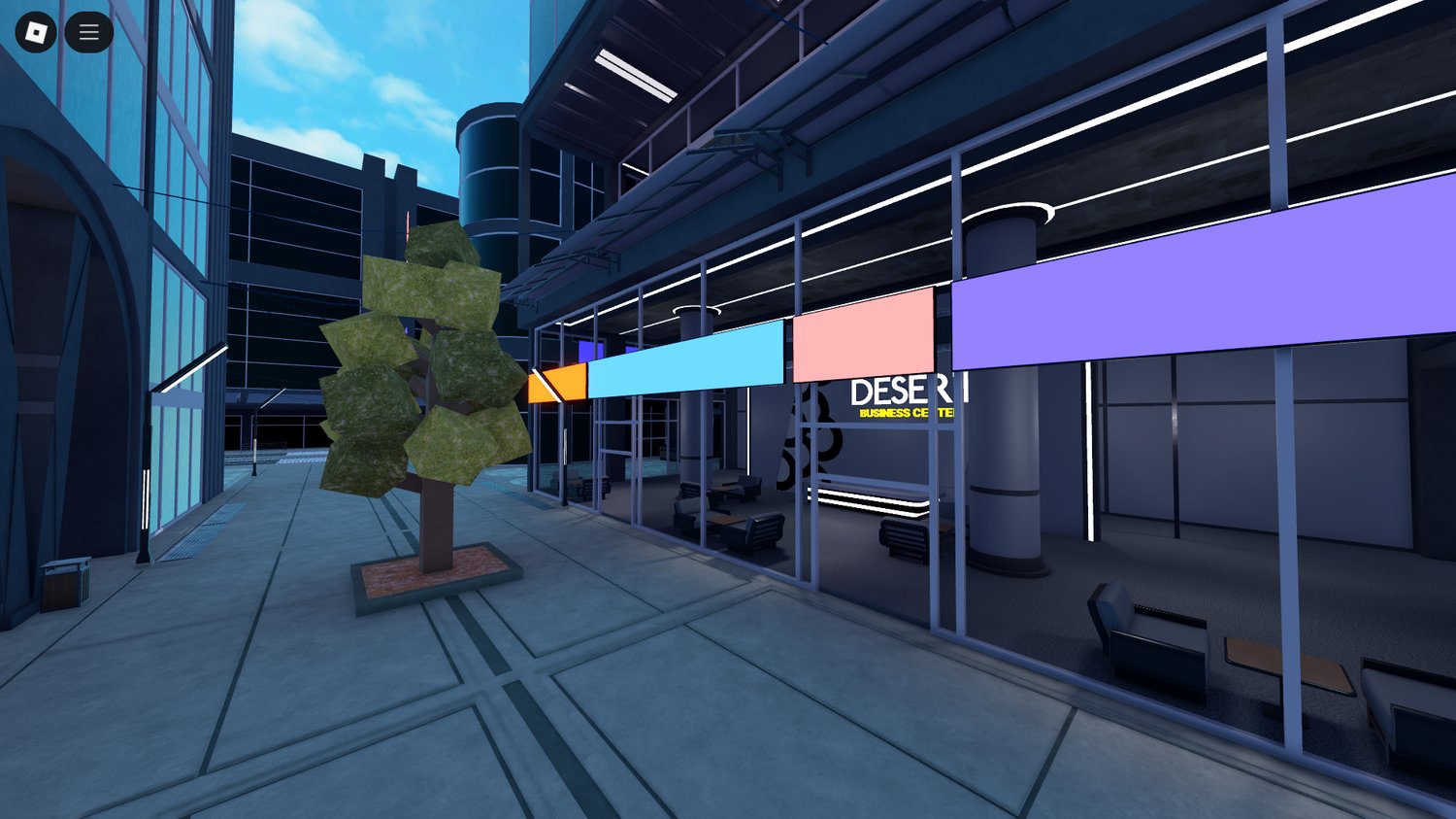 Racing through cyberpunk Roblox city streets