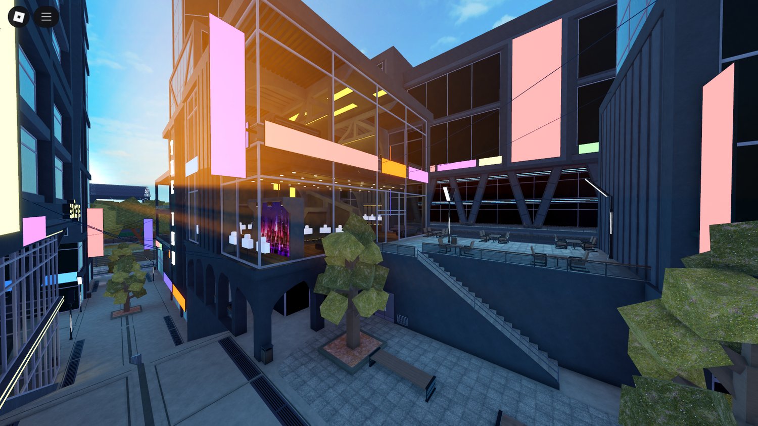 Enterable building interior cyberpunk Roblox map