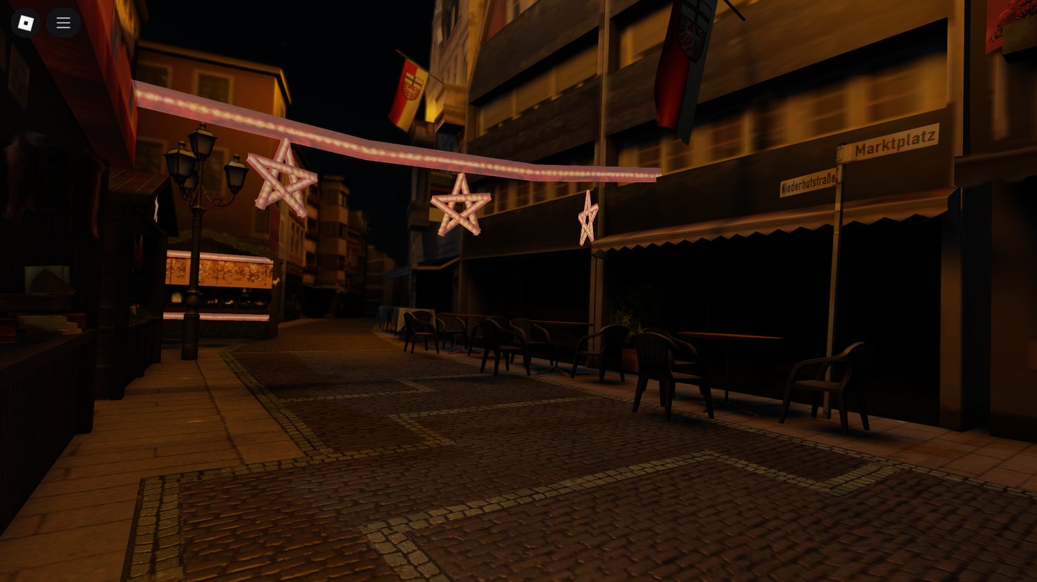 Roblox roleplay city glowing at night