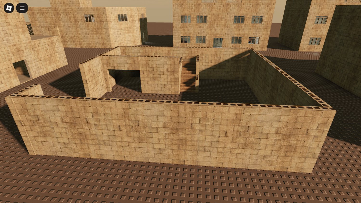 PvP combat scene inside CQB building Roblox