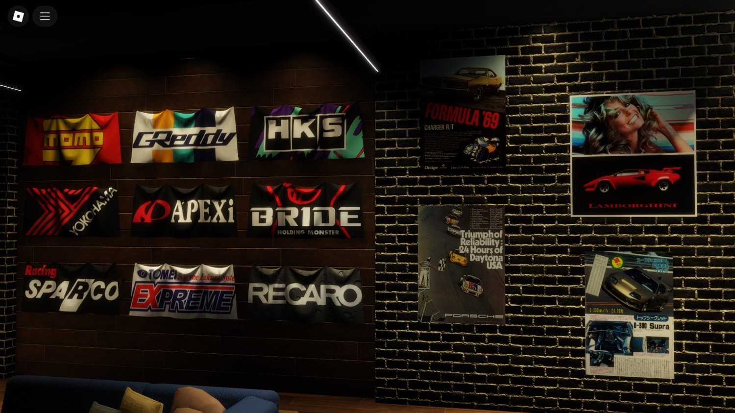 Player viewing car showcase Roblox environment